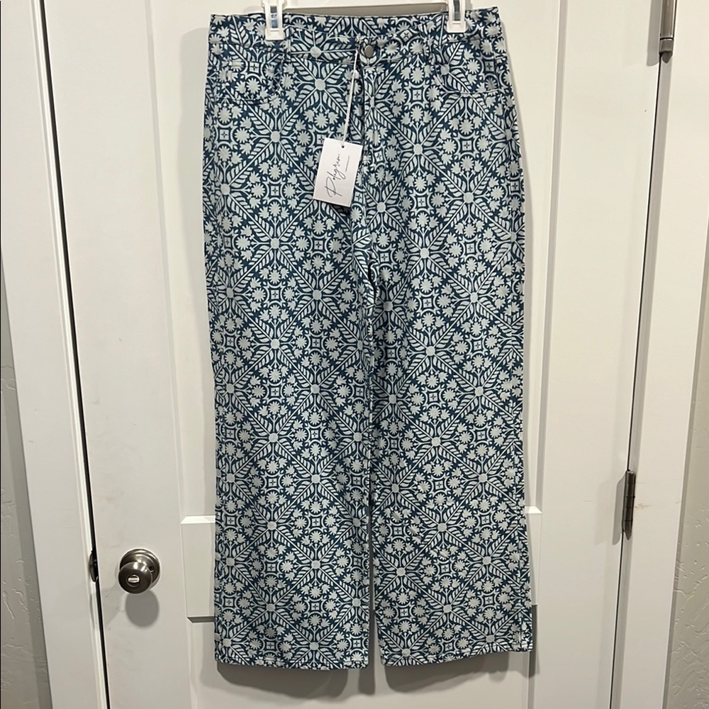 Polygram Patterned Blue Women's Wide Leg Boutique Jeans